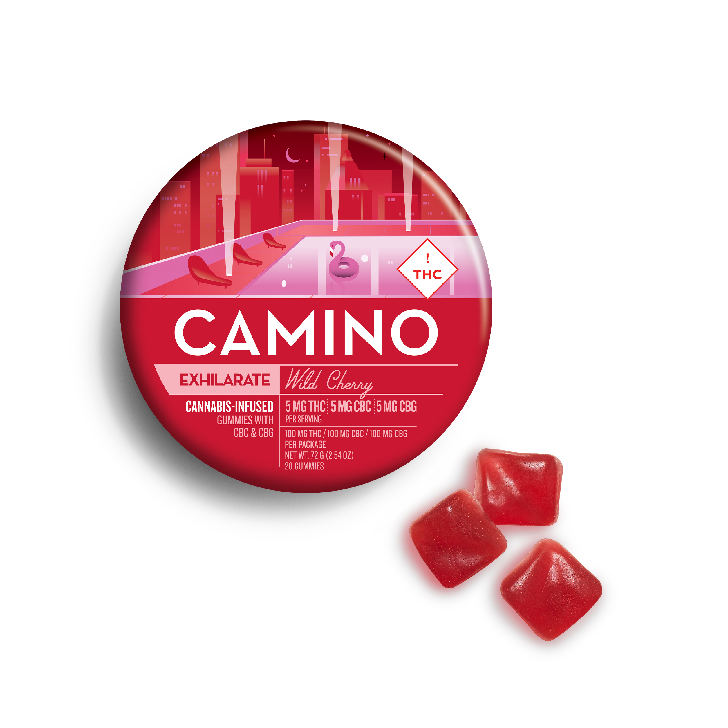 Camino | Exhilarate | Wild Cherry | Gummies | 1:1:1 THC:CBC:CBG | 20pk | 100mg