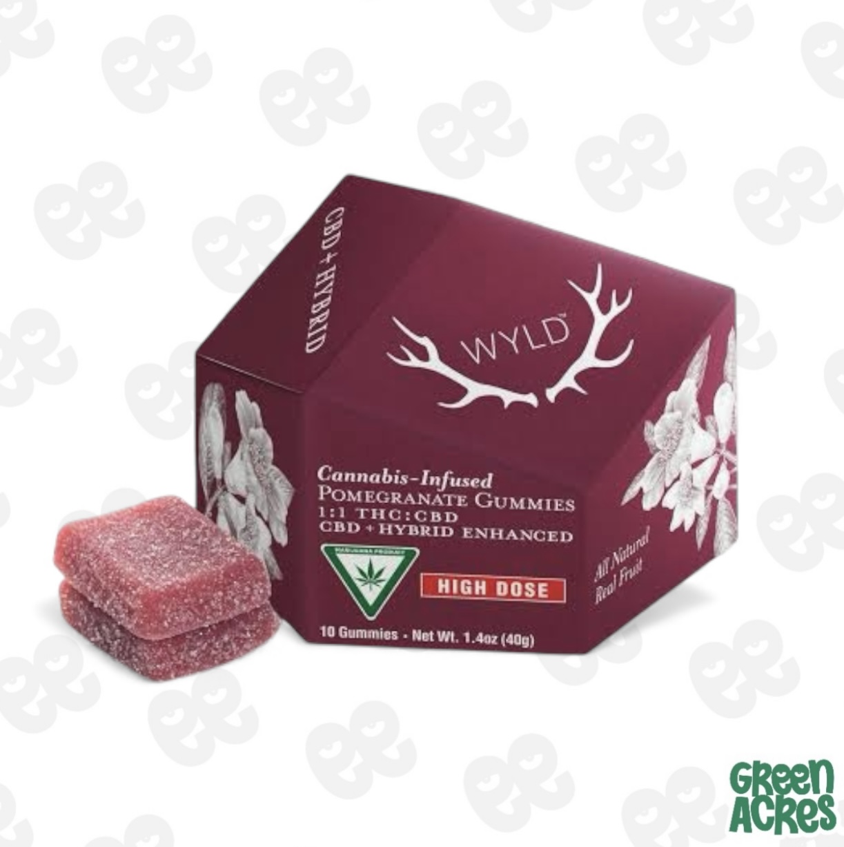 WYLD: Pomegranate 200MG THC / 200MG CBD Gummies (H)