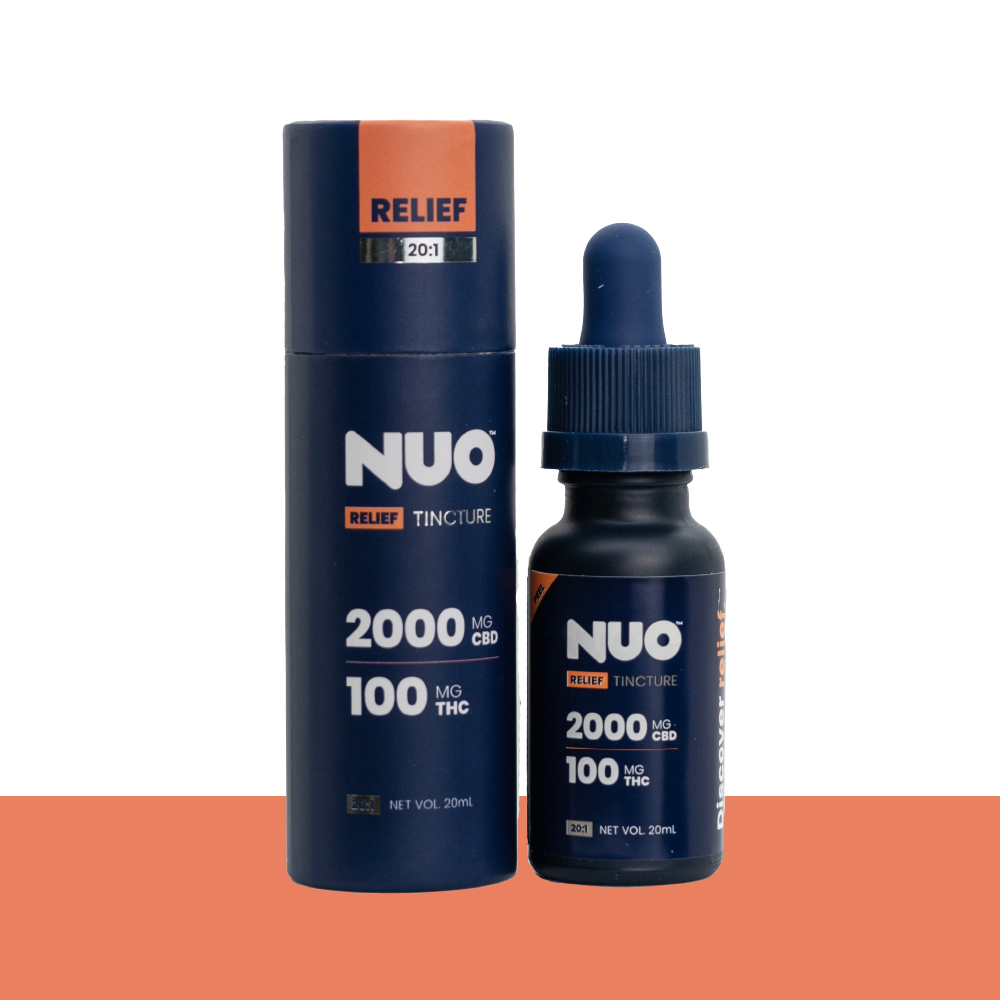 tobacco tincture NUO | Tincture | Relief 20:1 (2000 mg CBD : 100 mg THC) | 20 mL | TGS Grape  St @ North Denver (Dispensary