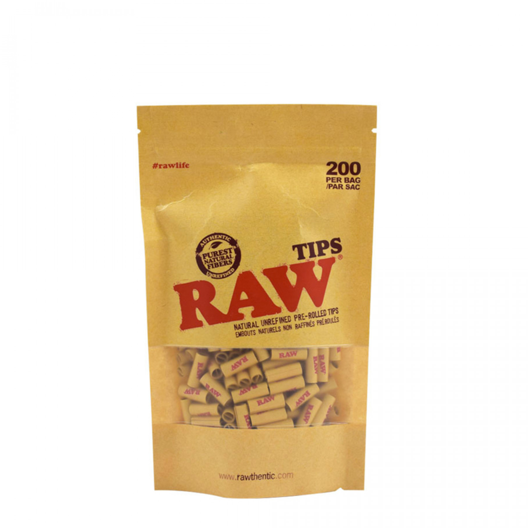 RAW - Pre-rolled Unbleached Tips - 200 pack