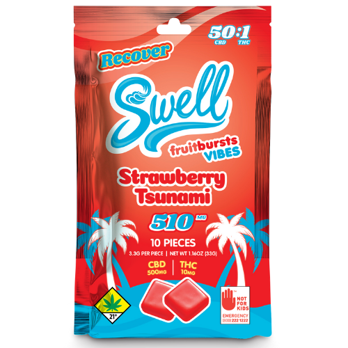 Recover Vibes - Strawberry Tsunami 50:1 CBD:THC Fruit Bursts