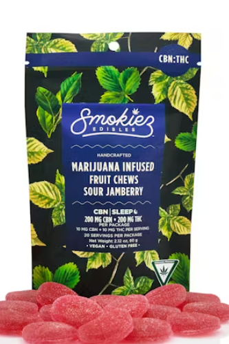 Sour Jamberry | Infused Sleep Edibles | 200mg 1:1 THC:CBN | Indica
