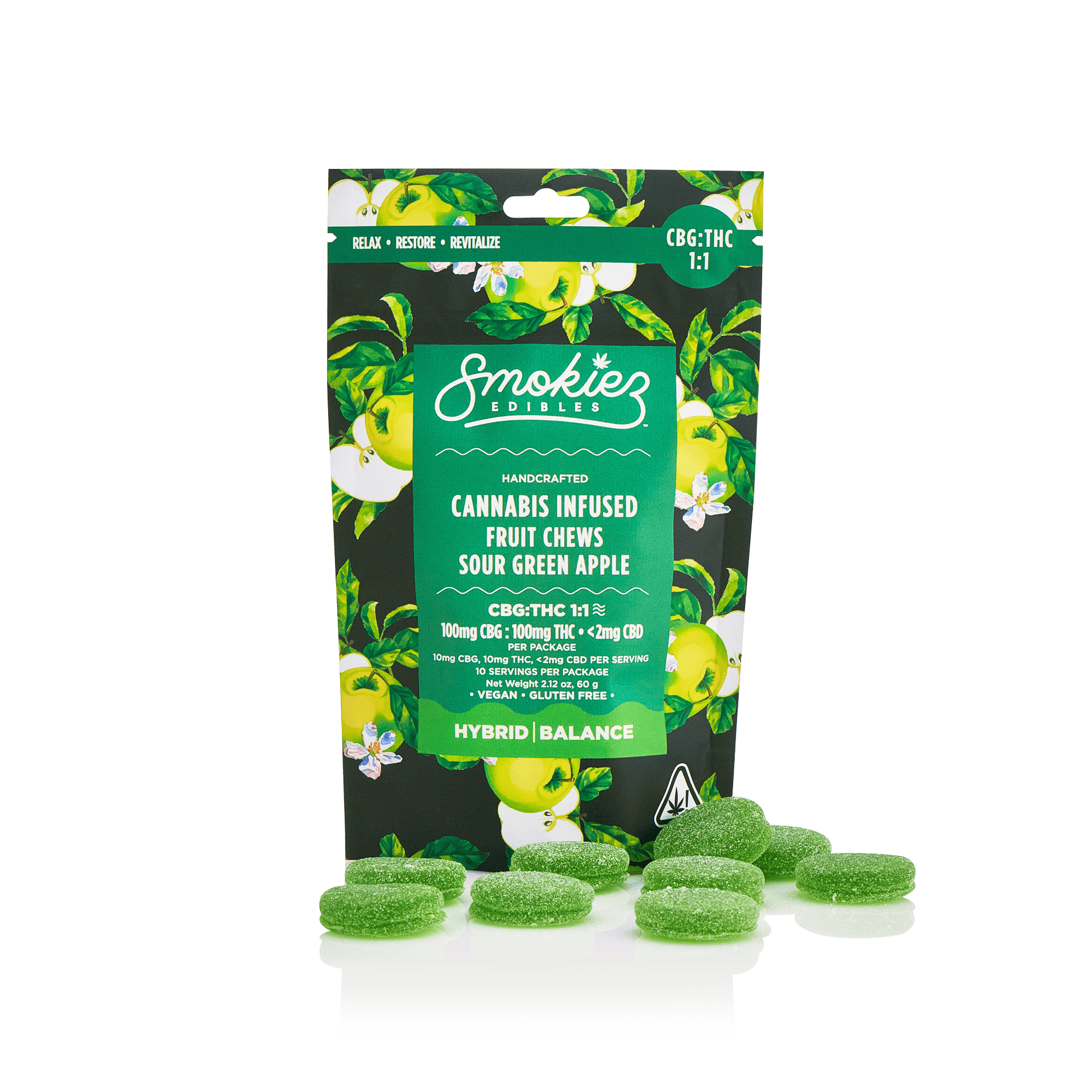 Smokiez 1:1 Thc/Cbg 10pk - Sour Green Apple 200mg