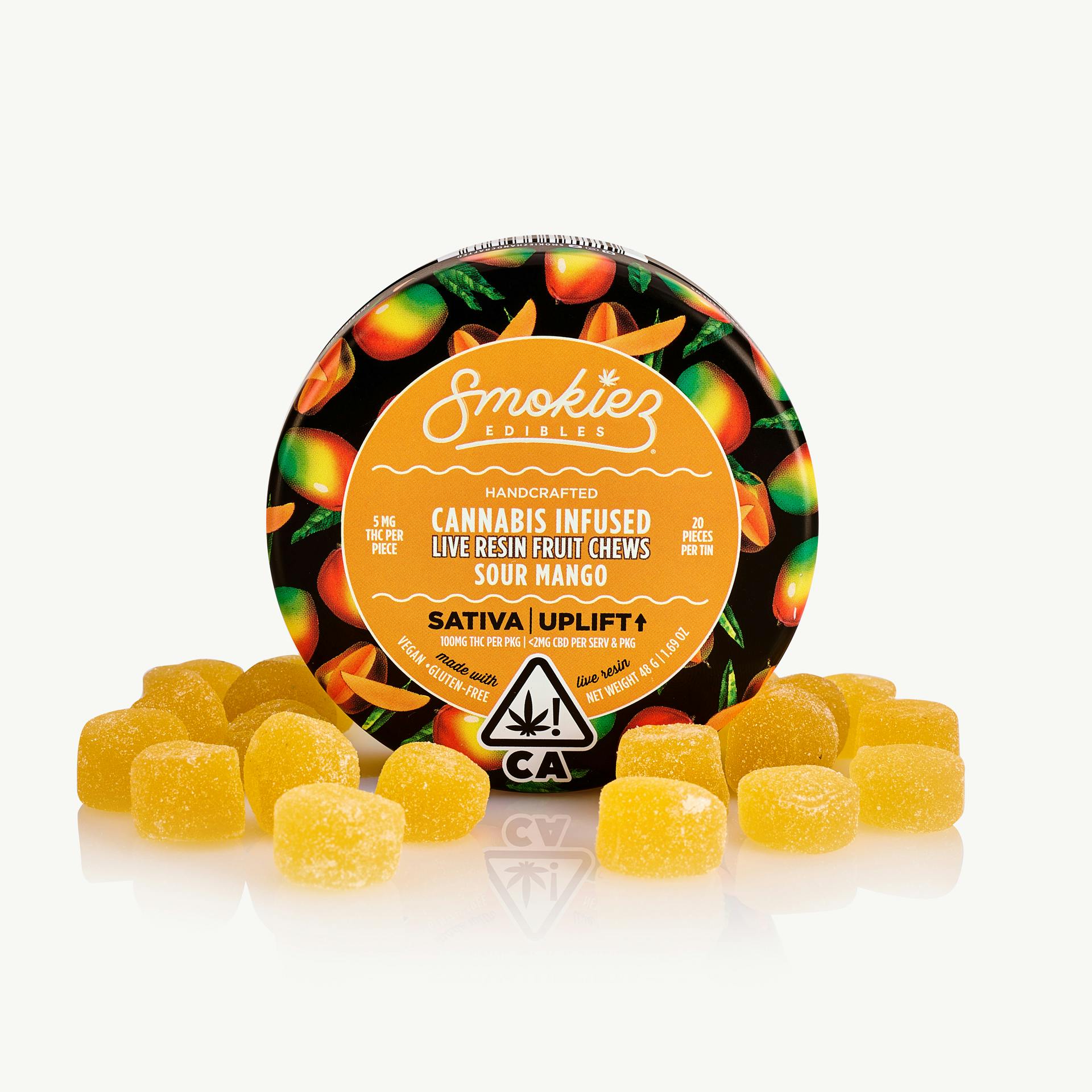 Smokiez Live Resin 20pk - Sour Mango Fruit Chews 100mg