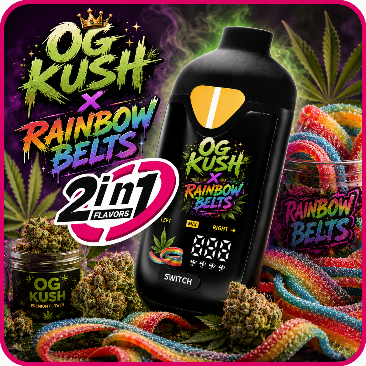 Amnesia Liquid Diamond Switch Disposable OG Kush x Rainbow Belts