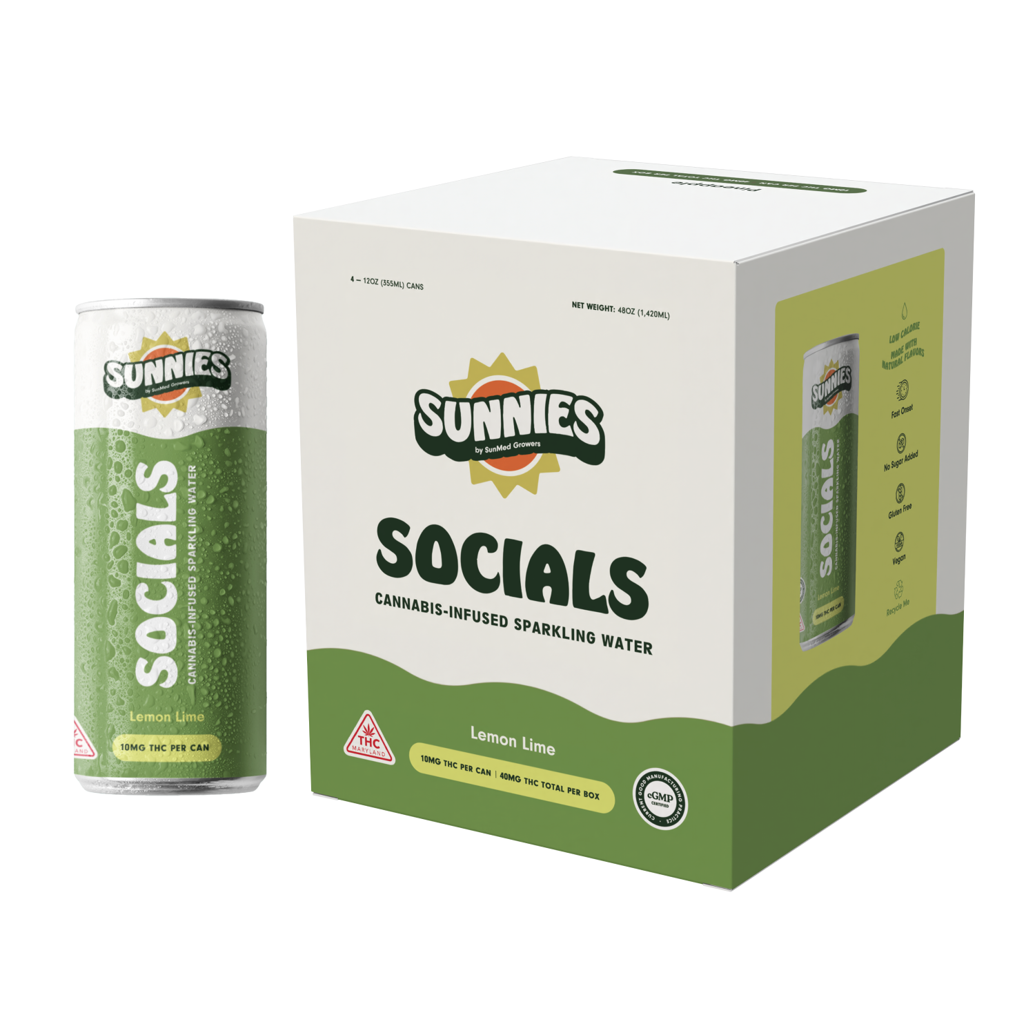 Socials - Lemon Lime Sparkling Water - 4 pk - 40mg