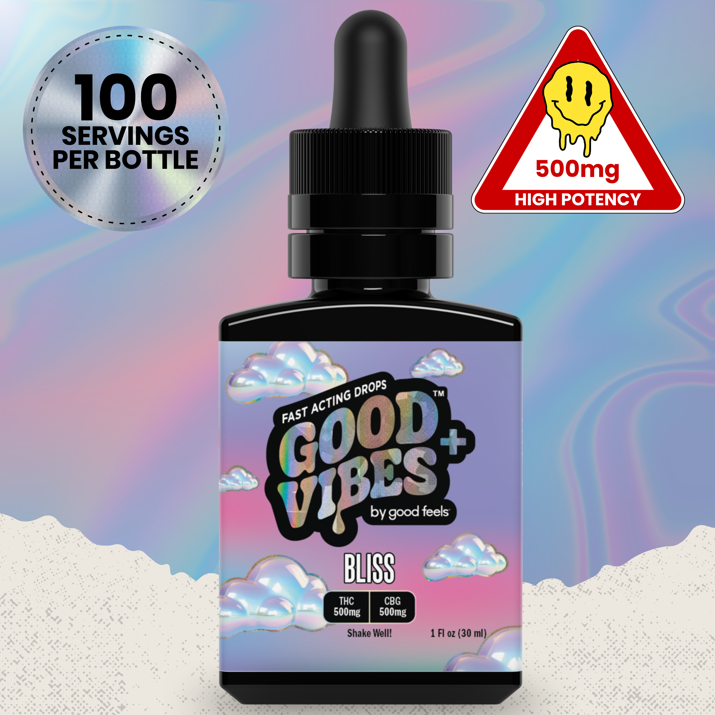 Shop Plus Bliss Unflavored Fast-Acting Drops (THC+CBG) | 500mg in