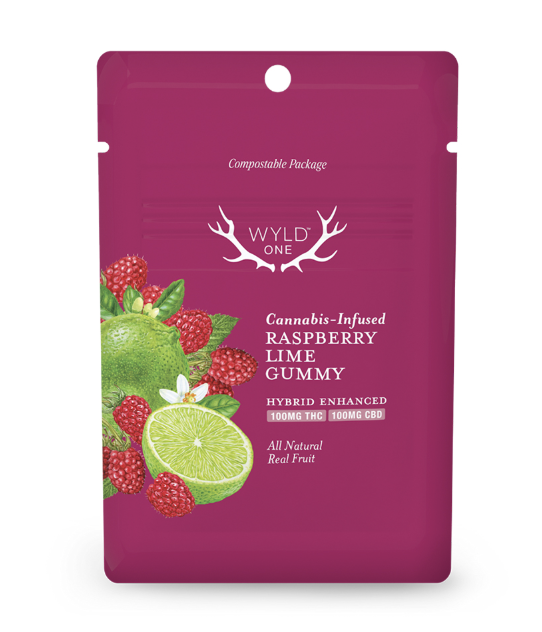 Wyld One | 1:1 THC:CBD Raspberry Lime Hybrid Enhanced Gummy | 100mg