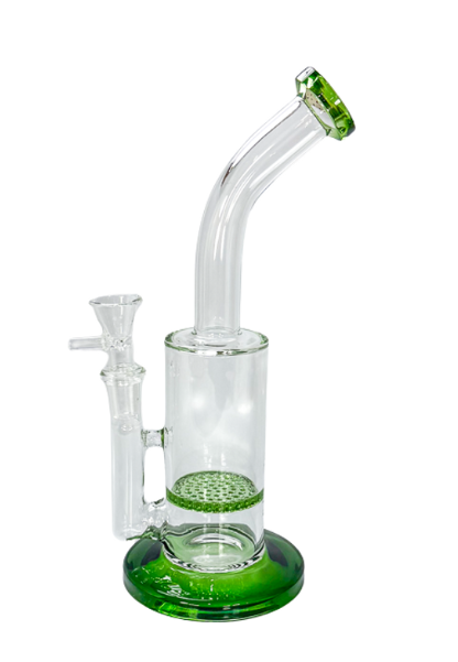Slant Neck Honeycomb Water Pipe 10"