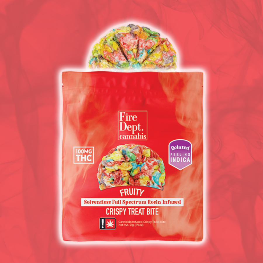 Fire Dept. Cannabis: 100mg Fruity Indica - Crispy Treat - Fire Dept. - 21g