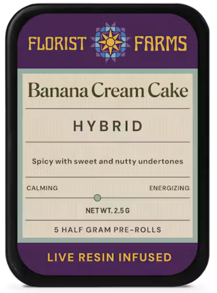 Florist Farms Banana Cream Cake 5pk Live Resin Infused Prerolls