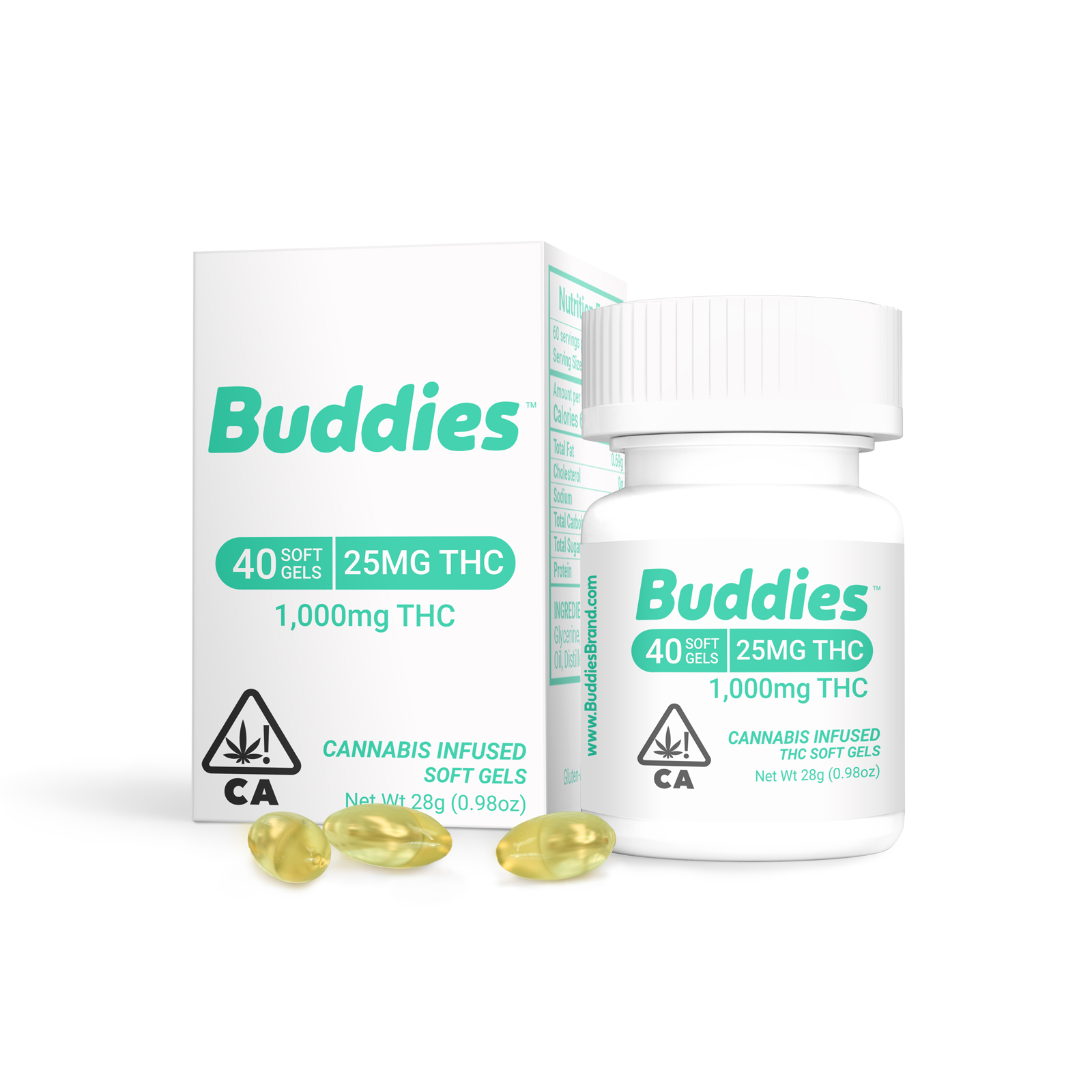 Buddies — THC Soft Gels 40-Pack - 1000mg - 1g