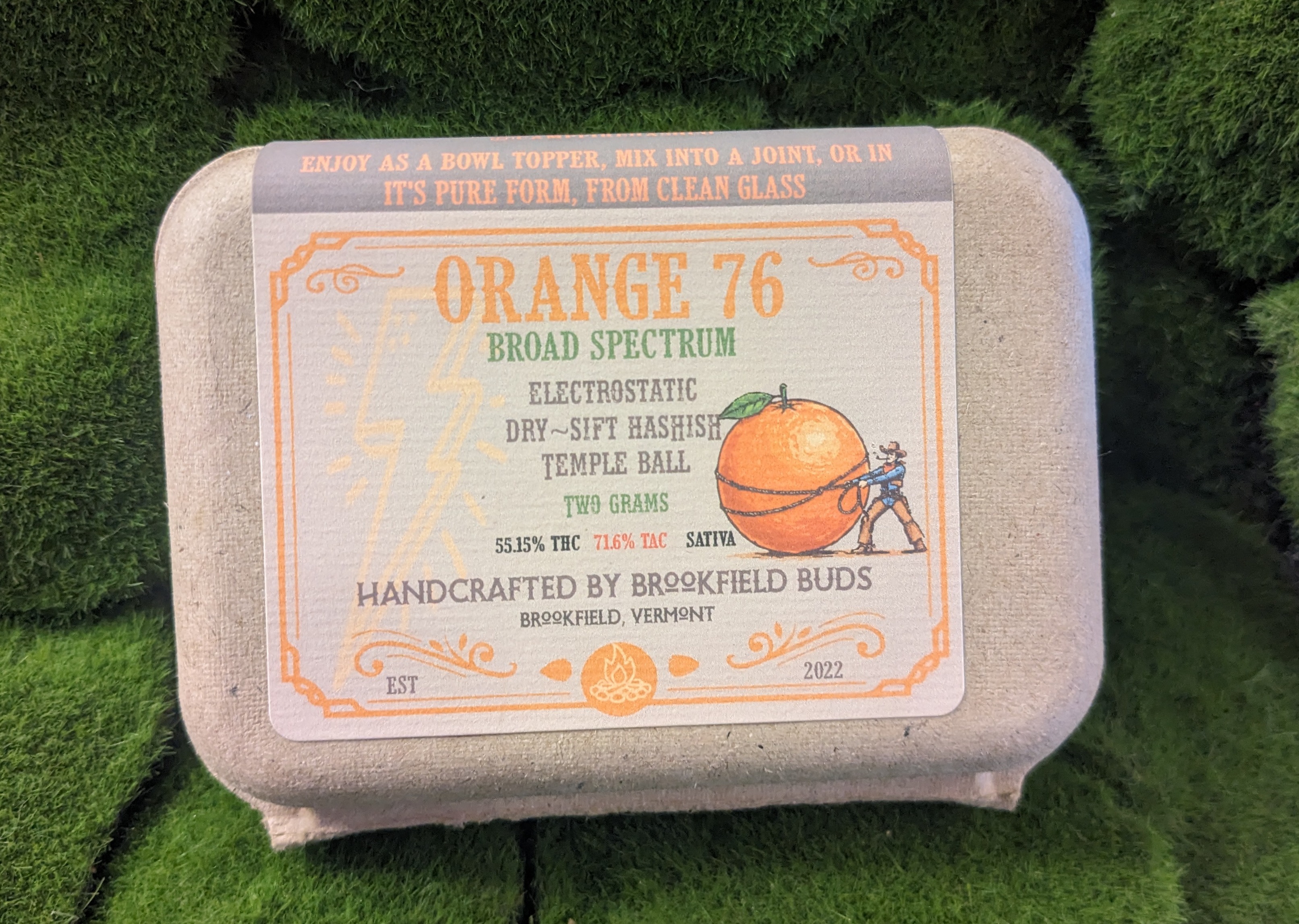Electrostatic Dry Sift Hashish Temple Ball | Orange 76 | Brookfield Buds