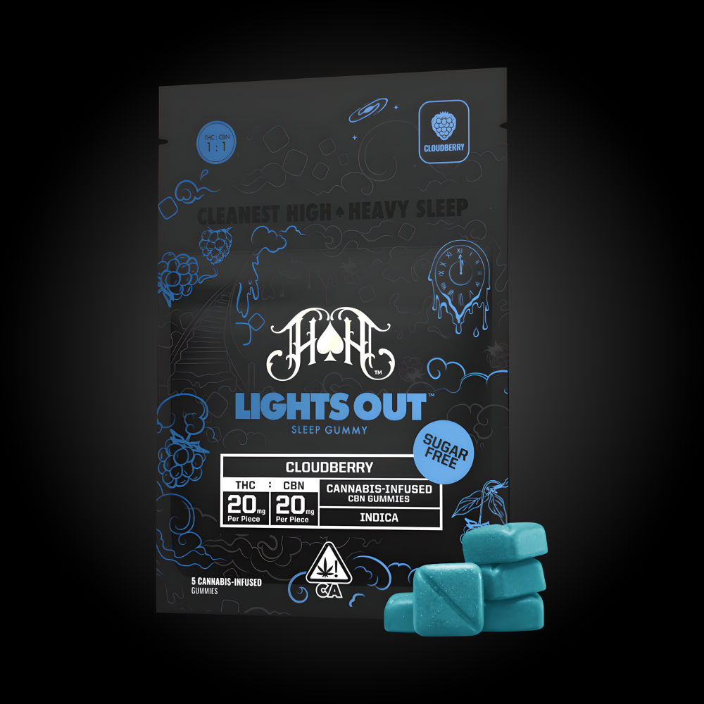 Heavy Hitters - Lights Out: Cloudberry 1:1 CBN (i) - Sugar Free Gummies - 100mg