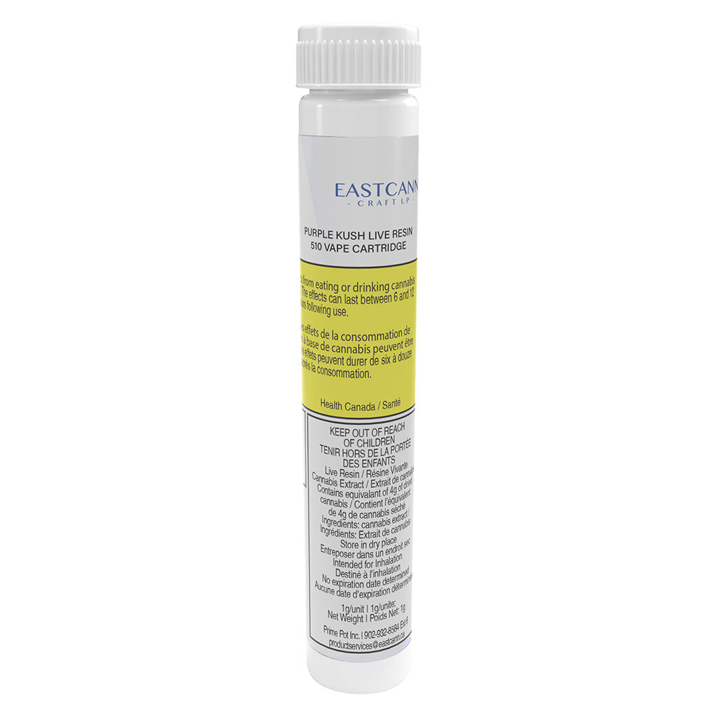 EastCann - Purple Kush Live Resin 510 Thread Cartridge - 1g