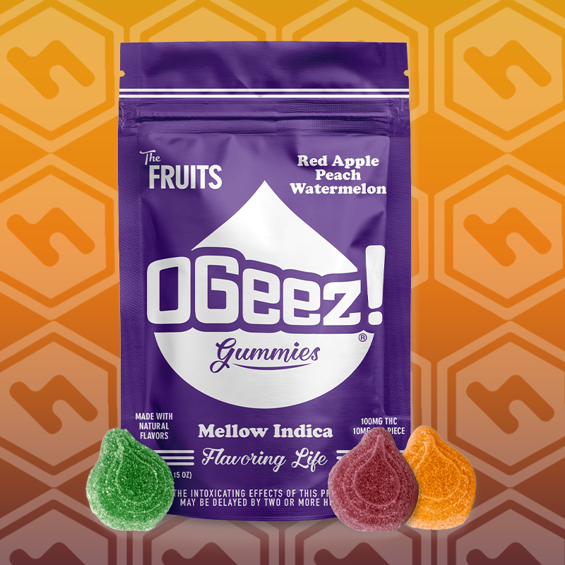 OGeez! | Fruits Indica | Peach Watermelon Apple | 100mg | 10 Pack