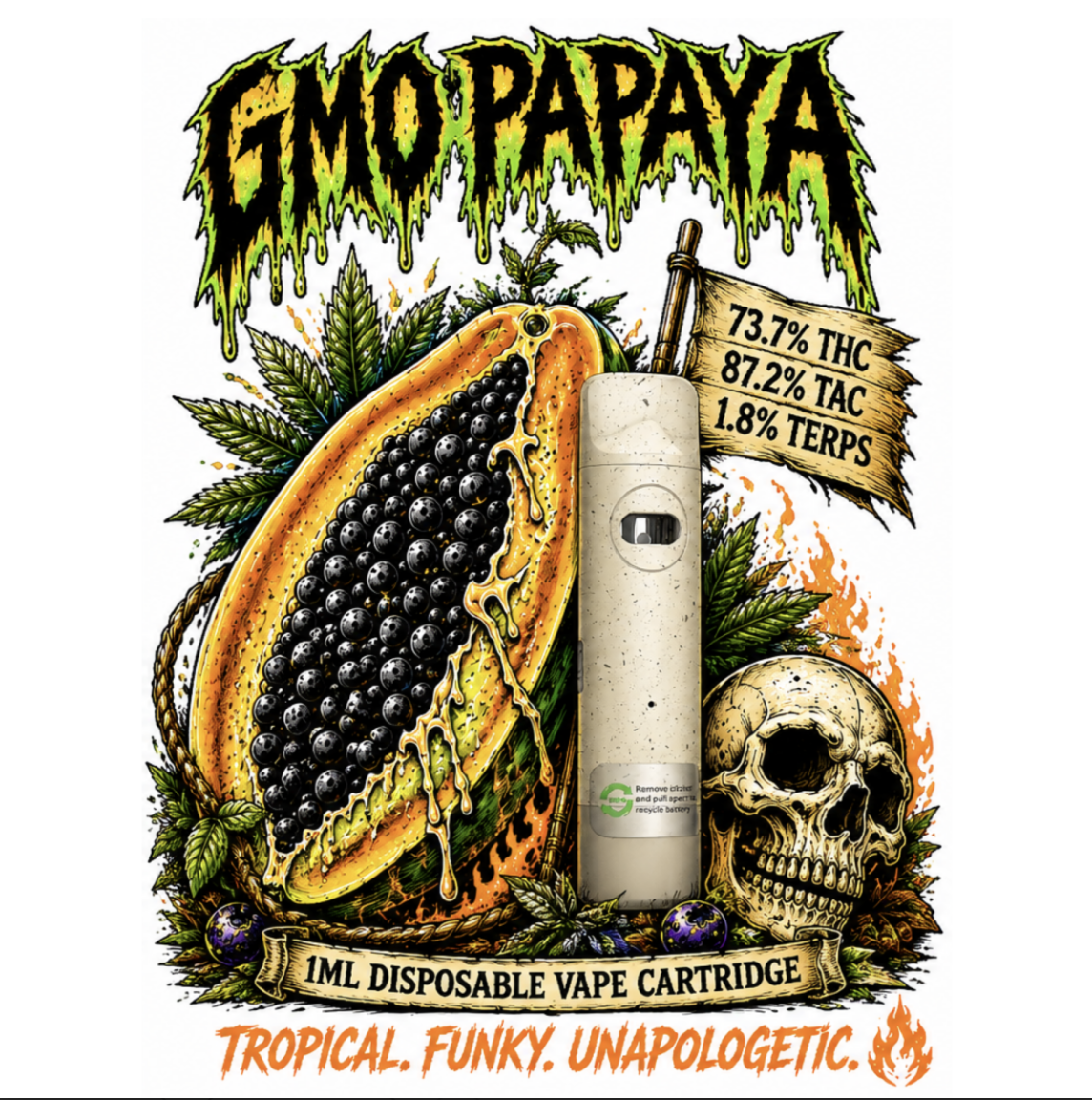 Emerald Visions | DISPOSABLE GMO Papaya | 1g Distillate Cart