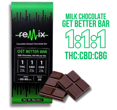 Get Better 1:1:1 Milk Chocolate Bar | 100mg - Remix