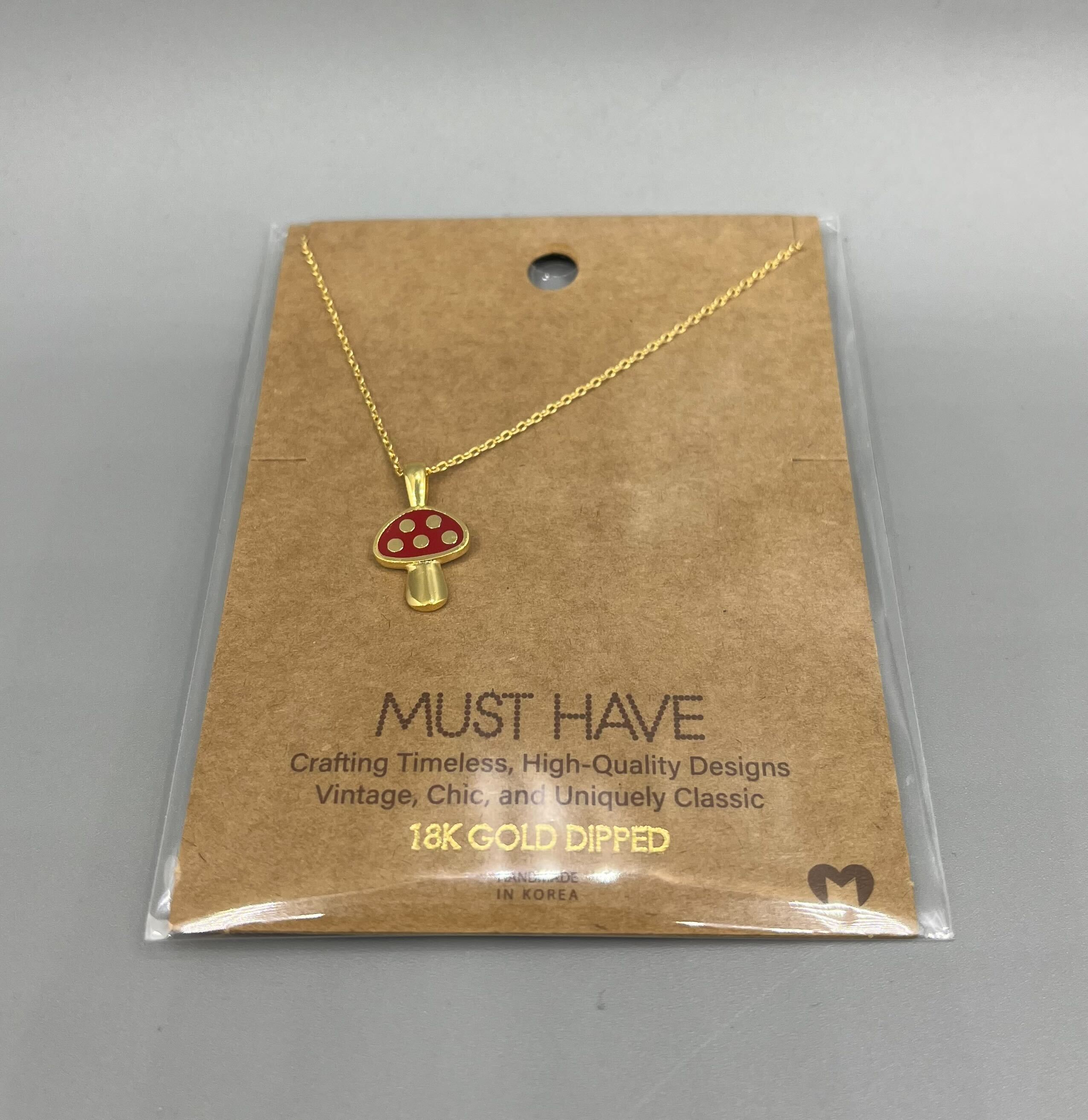 Jewelry Gold Dipped Red Mushroom