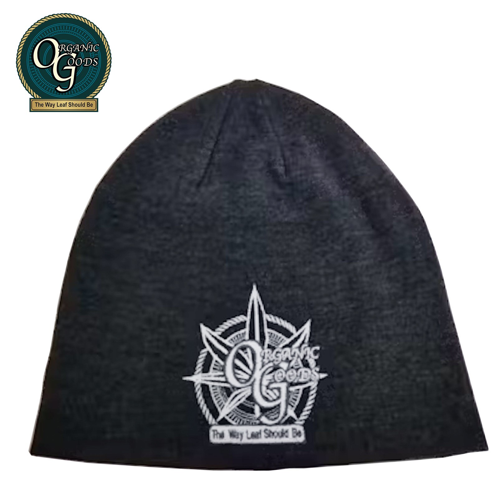 Organic Goods Charcoal Floppy Beanie with Leaf