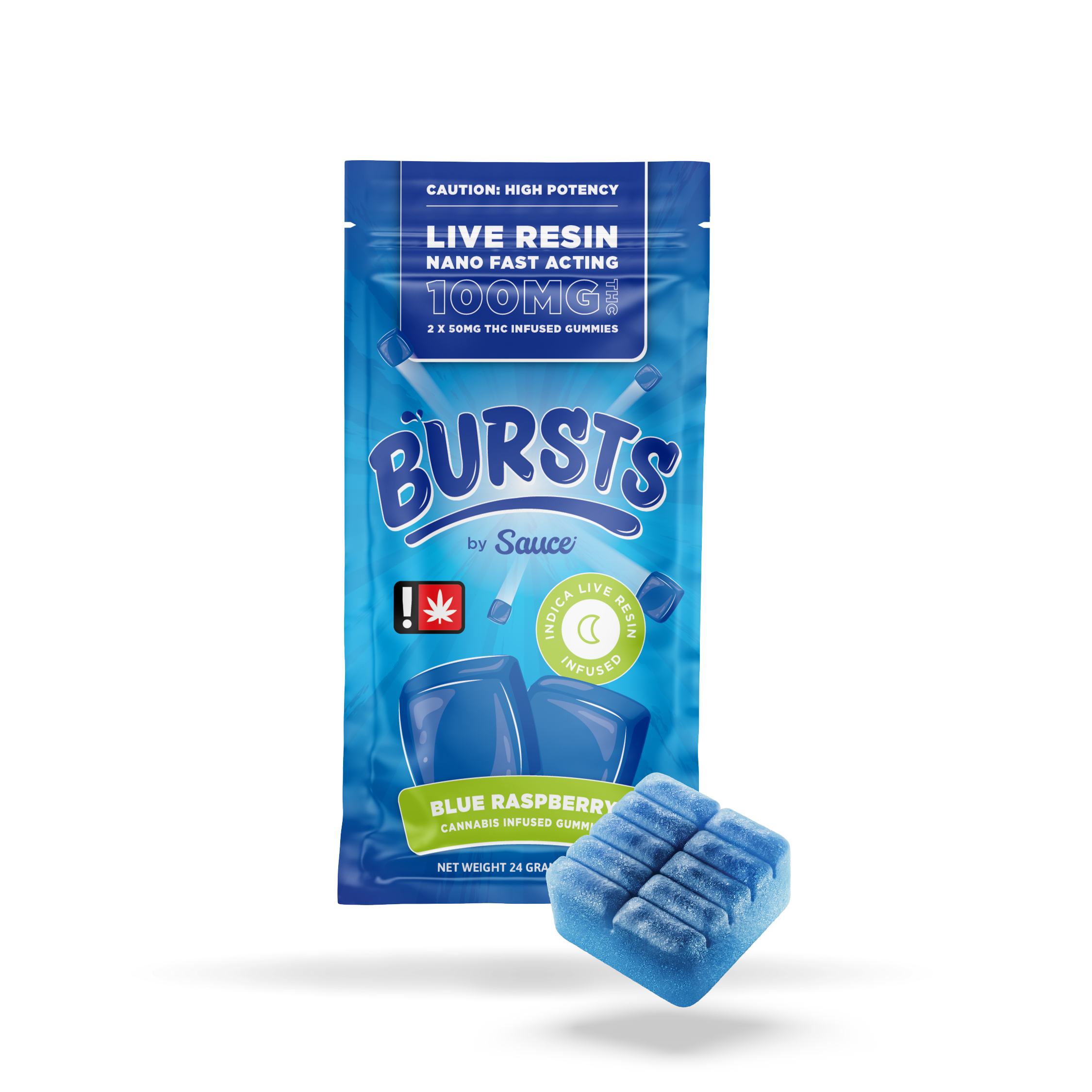 Bursts - Blue Raspberry - 100MG Live Resin Edibles (OR)