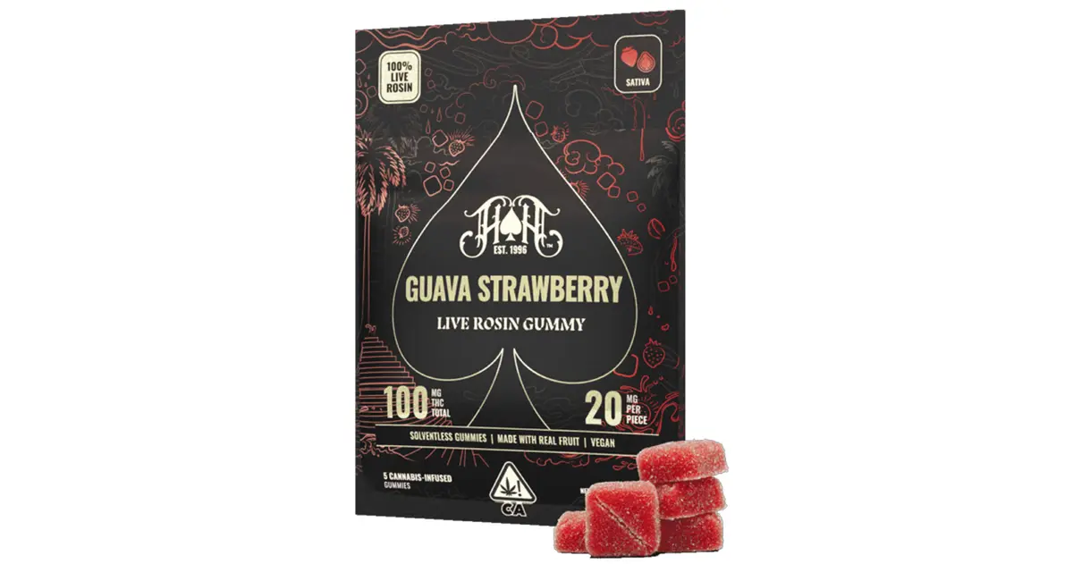 Guava Strawberry Sativa Solventless Gummies 100mgTHC 5pk