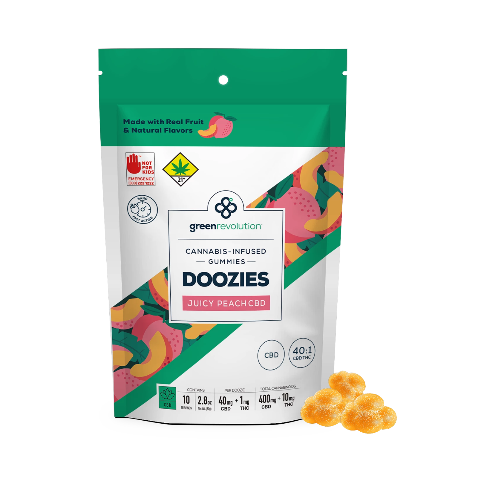 Juicy Peach 60:1 CBD Doozies 10-pack | 610mg