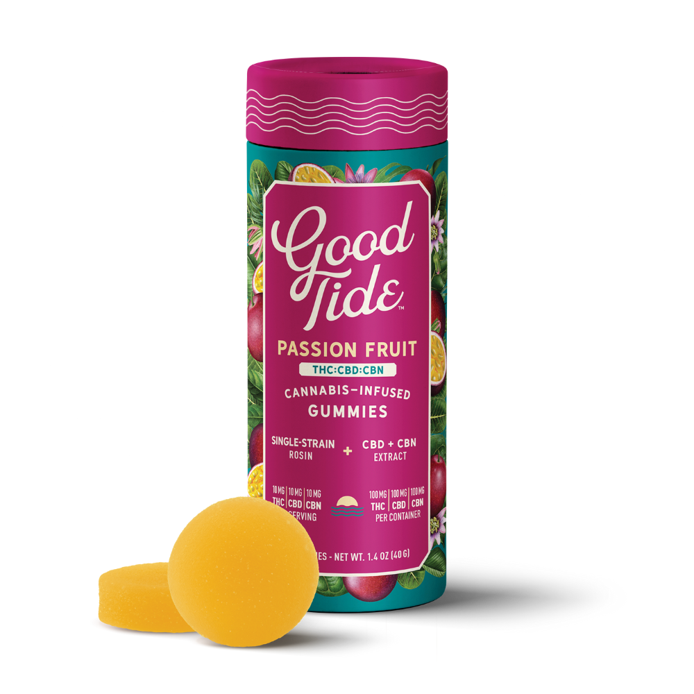 Good Tide | Passion Fruit - 100mg 1:1:1 THC:CBD:CBN Rosin Gummy | 10 pk