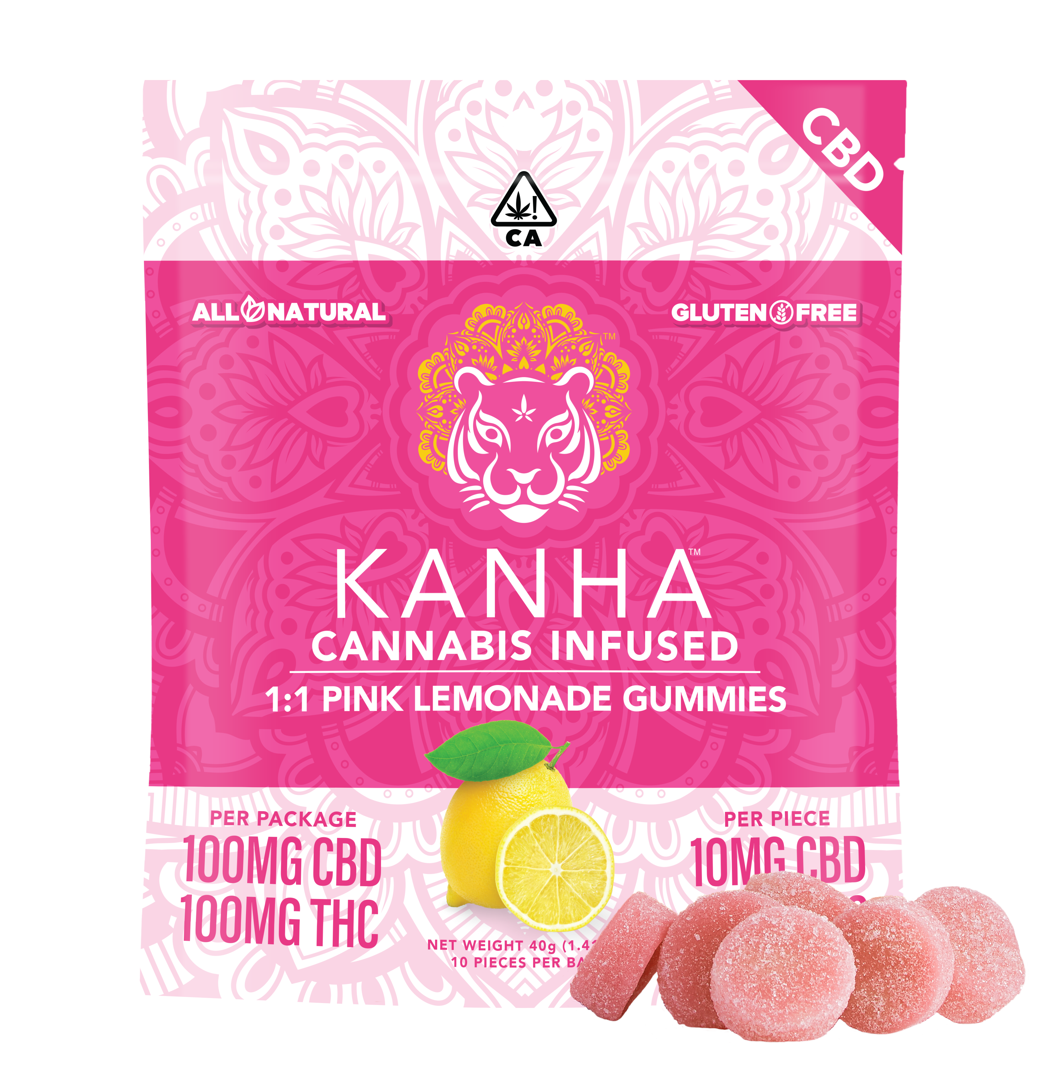 1:1 Pink Lemonade CBD Gummies 10-pack