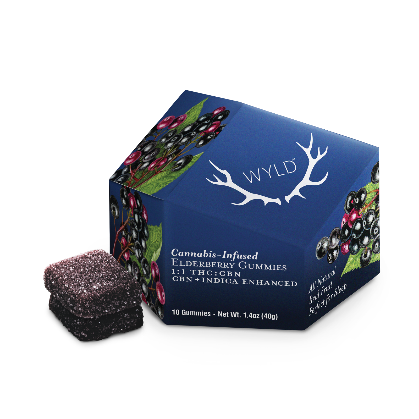 Wyld: Elderberry 2:1 CBN + Indica Enhanced Gummies - 100:50mg - 40g
