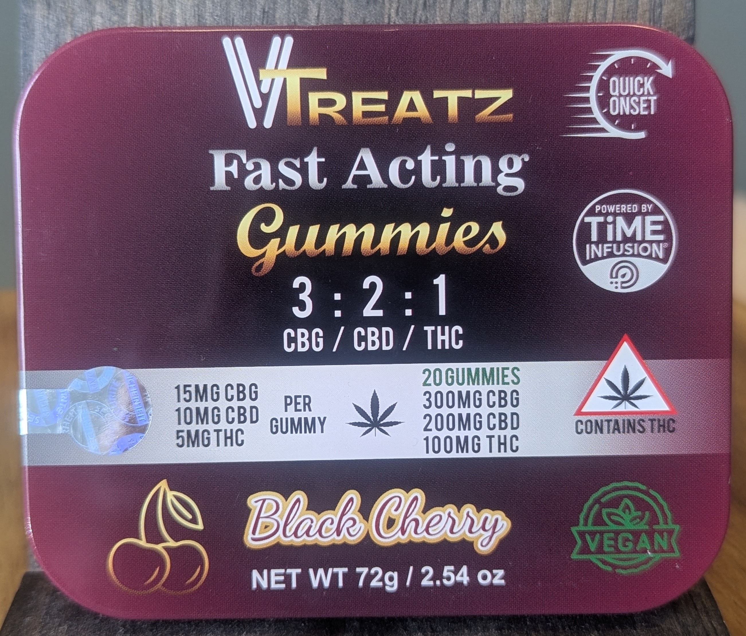 Black Cherry 3-2-1 - 15mg CBG+10mg CBD+5mg THC 20ct