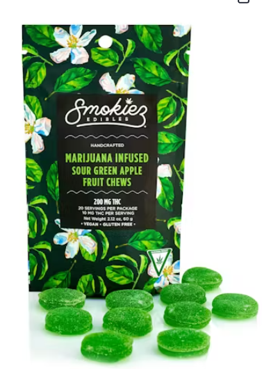 Sour Green Apple | Infused Edibles | 200mg 1:1 THC:CBG | Hybrid