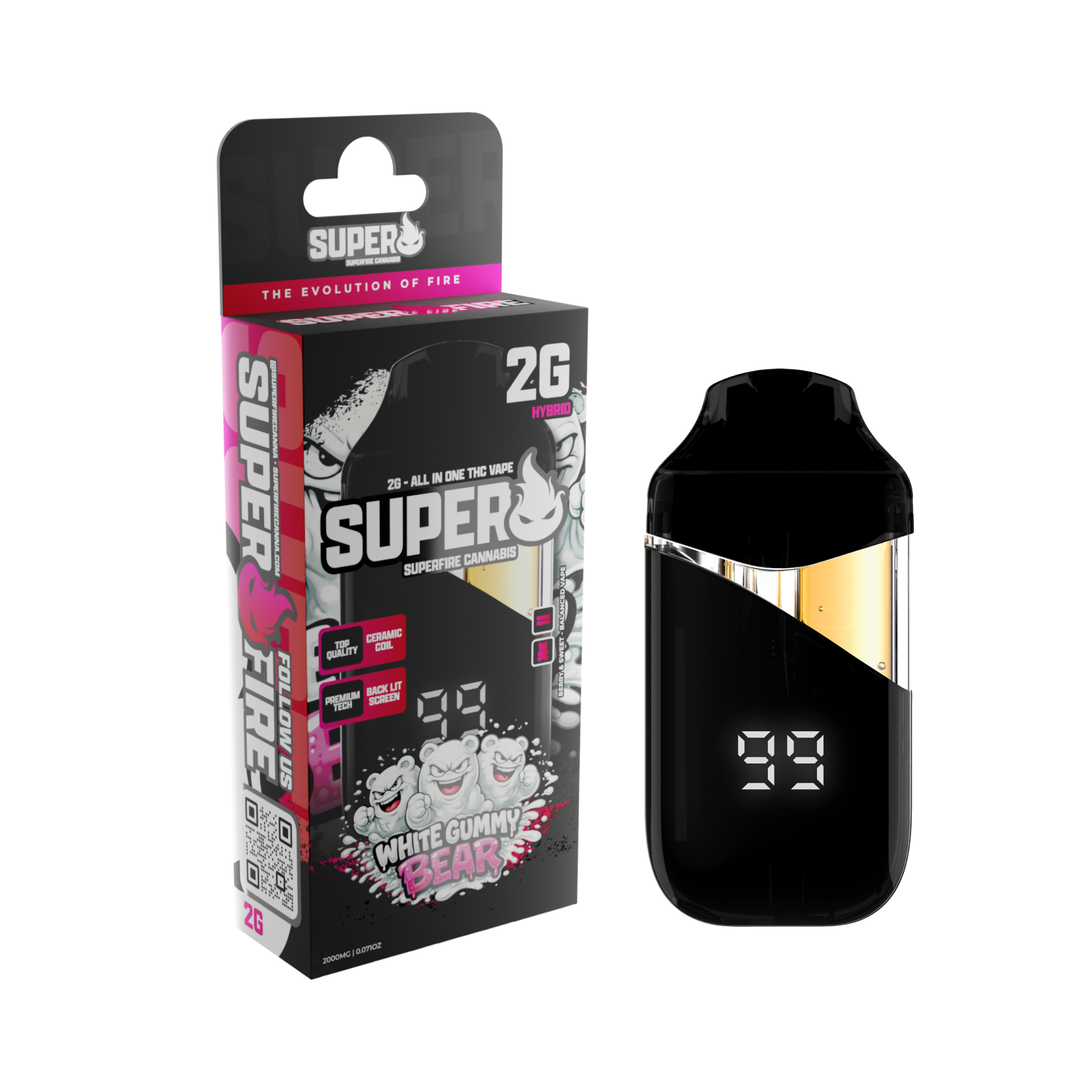 Superfire - 2g Disposable - White Gummy Bear (H)