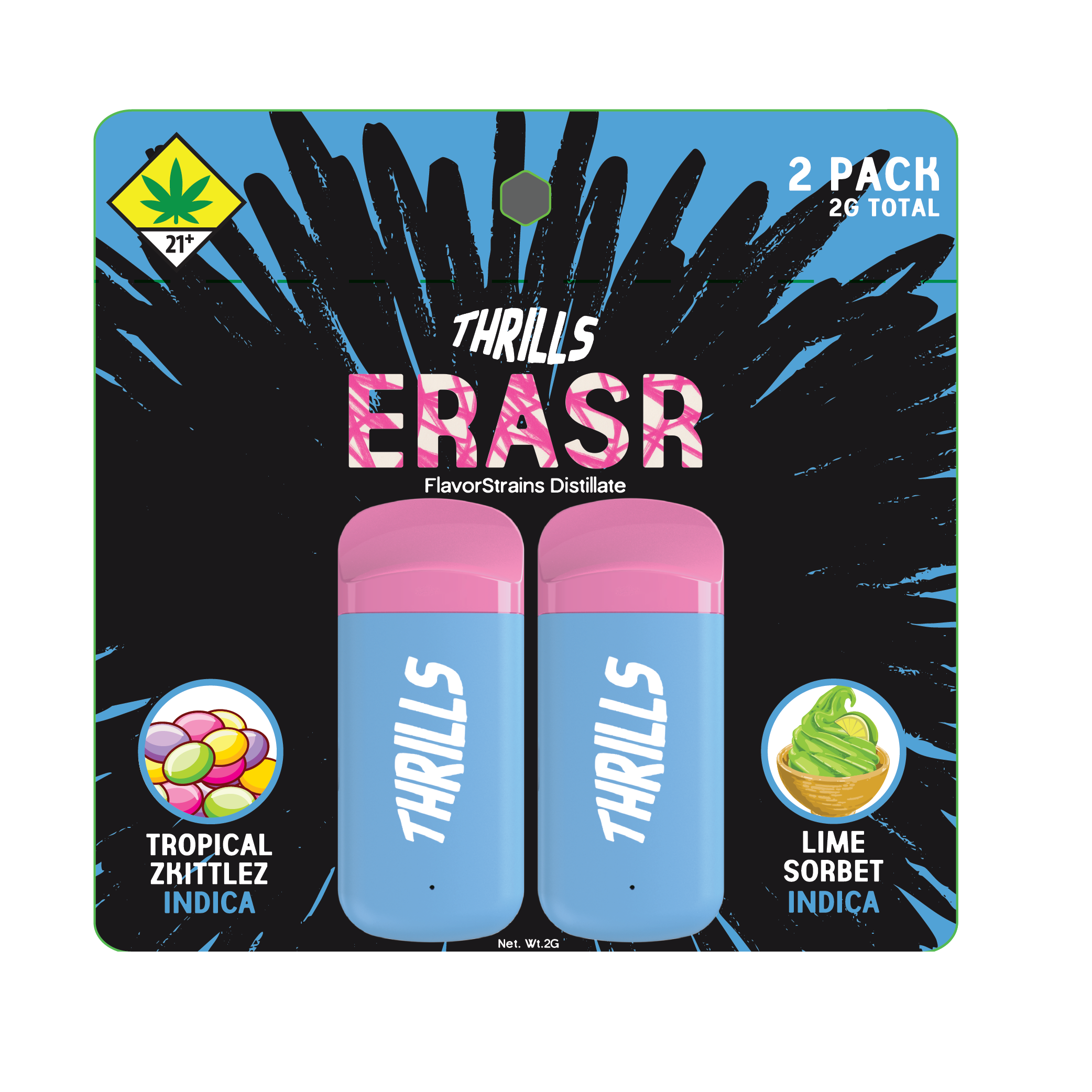 Tropical Zkittlez X Lime Sorbet - FlavorStrains Erasr - All-In-One 2 Pack - 2g