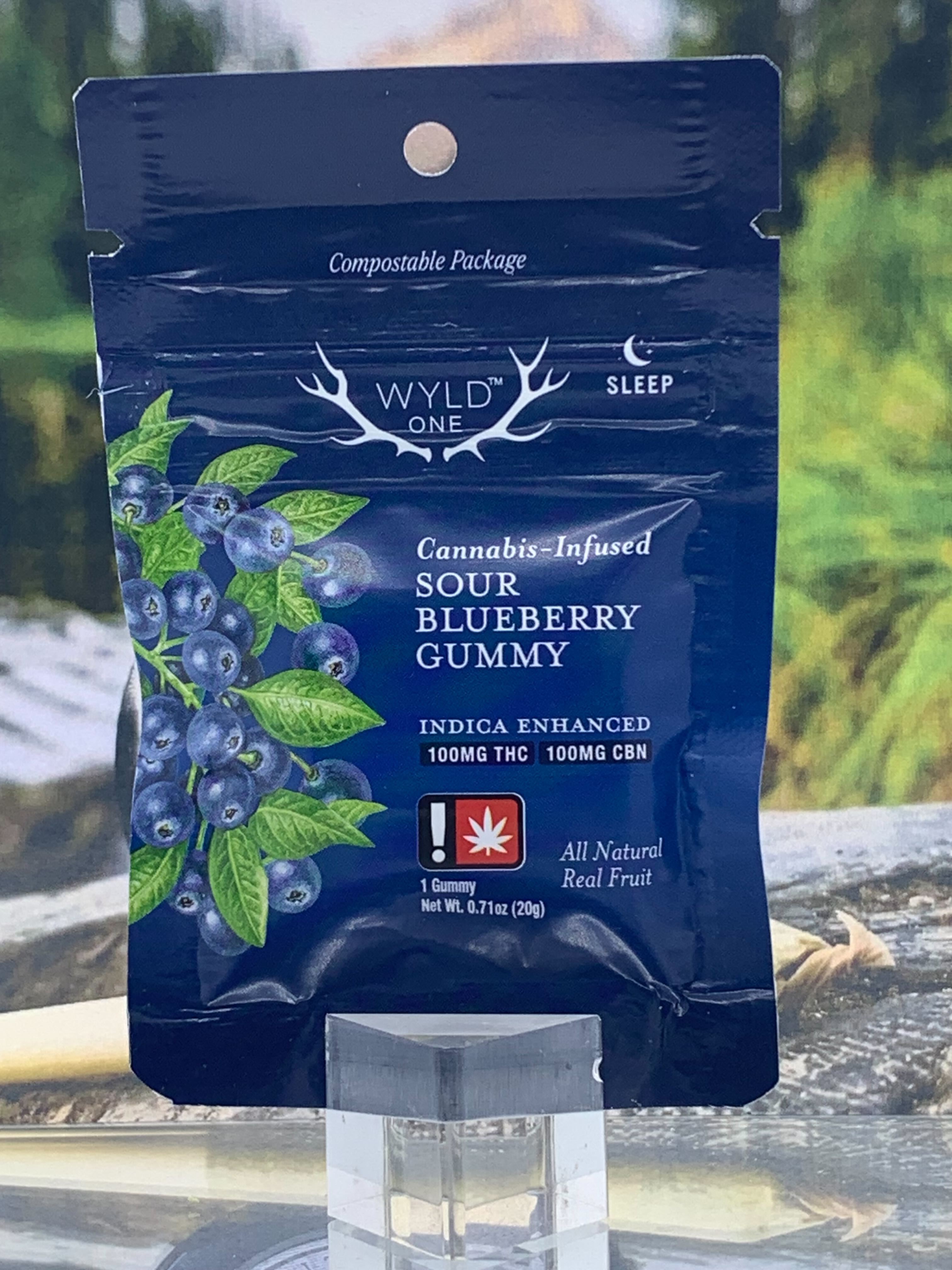 Gummy | 1:1 Sour Blueberry Wyld Ones THC/CBN | 100mg:100mg