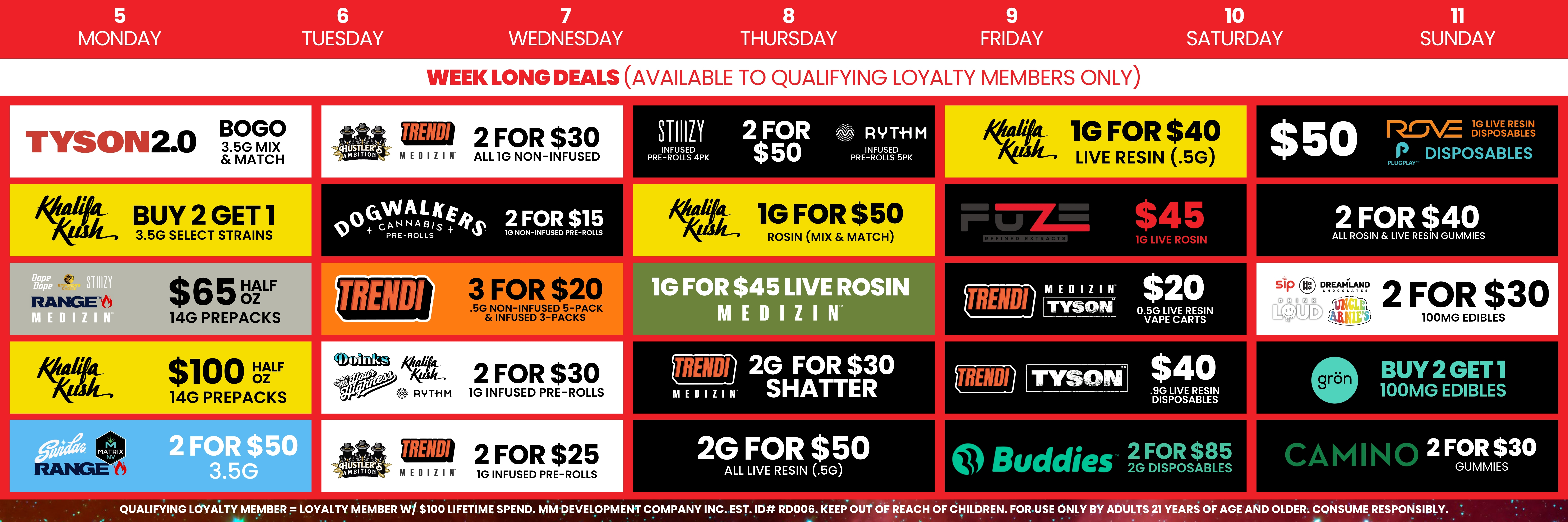 Planet 13 Calendar deals 10-05 to 10-11