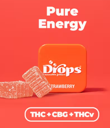 Drops Single Strawberry Enhanced THC 50mg CBG 50mg THCv 100mg Live Rosin Sativa 2PK Infused Jellies