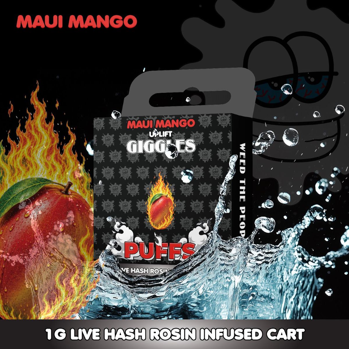 GIGGLES PUFF - MAUI MANGO - LIVE HASH ROSIN INFUSED DISPOSABLE VAPE