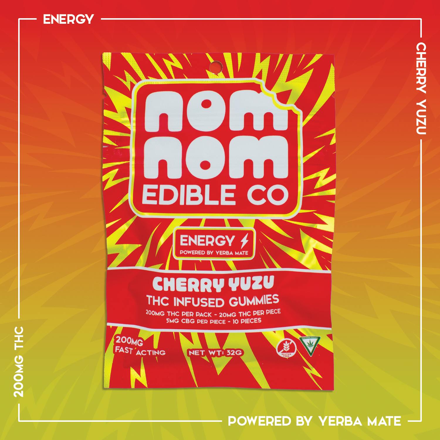 Nom Nom Cherry Yuzu 4:1 THC:CBG Gummies 200mg