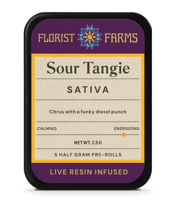 Live Resin Infused Preroll | Sour Tangie (S) | .5g Total) 5 pack | Florist Farms