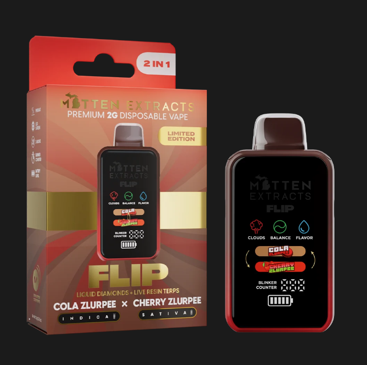 MITTEN EXTRTACTS | FLIP DISPOASABLE | COLA ZLURPEE/CHERRY ZLURPEE | INDICA/SATIVA