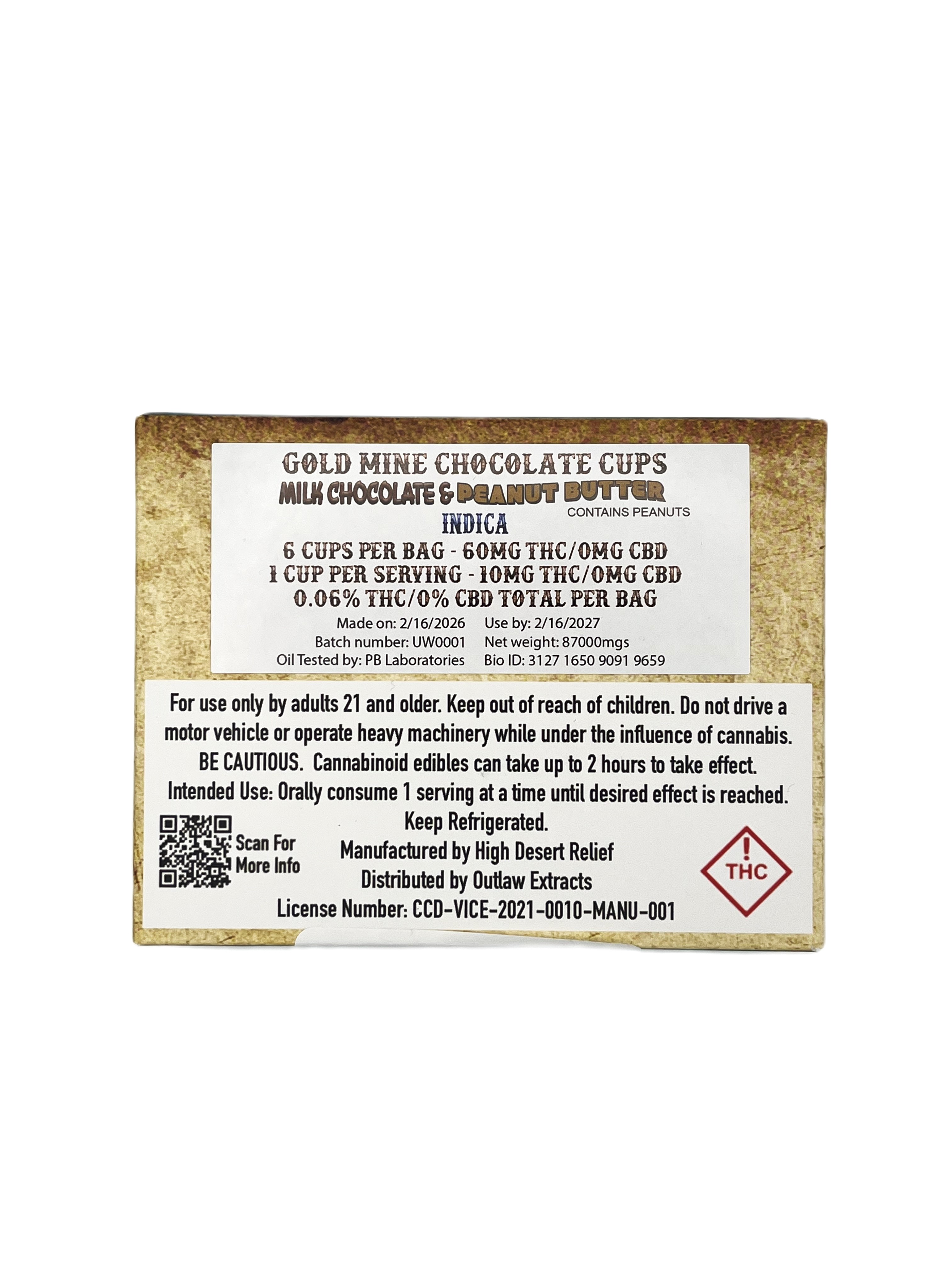 Milk Peanut Butter Chocolate Cups | 60mg