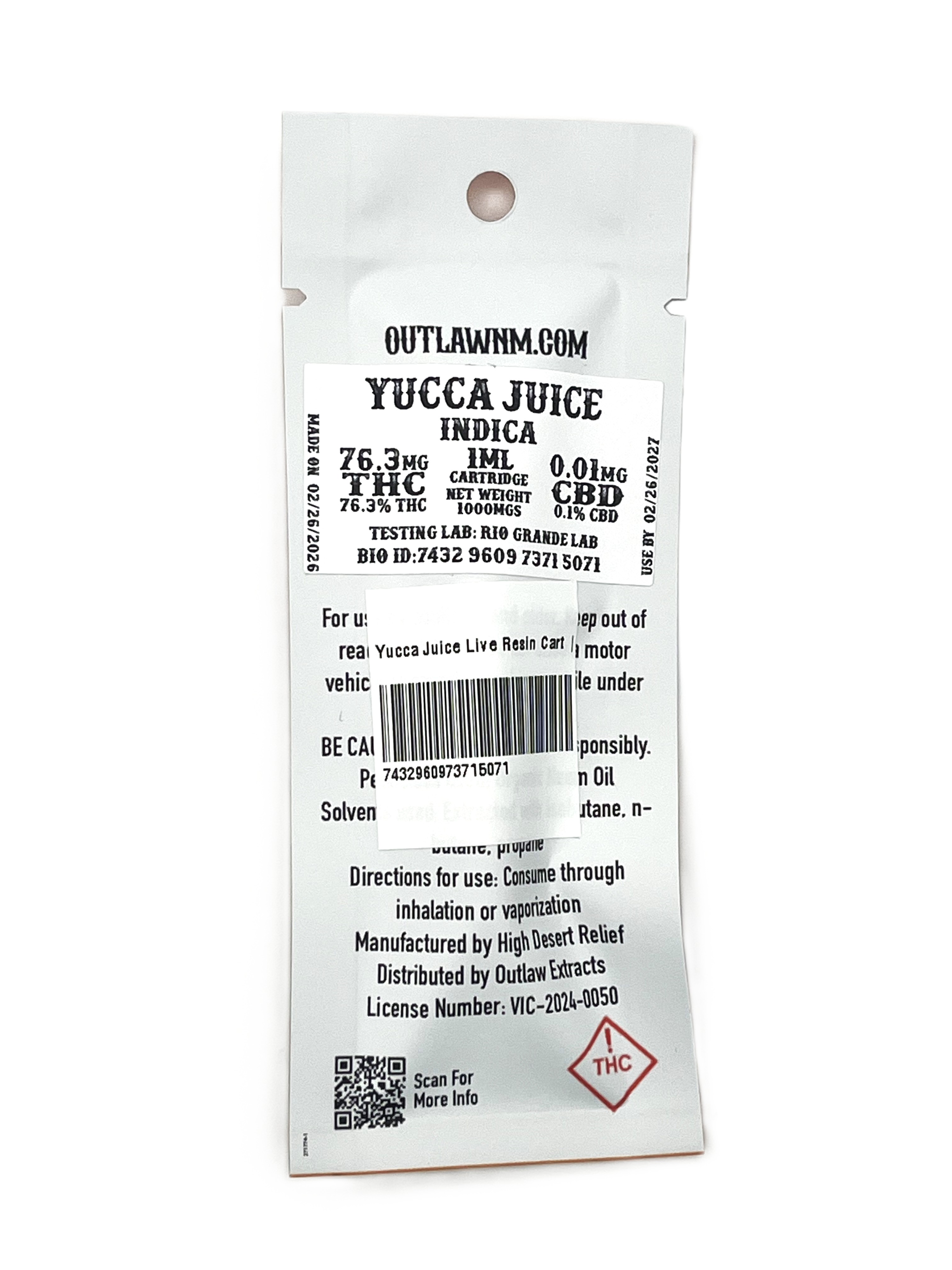 Yucca Juice Live Resin Cart | 1g