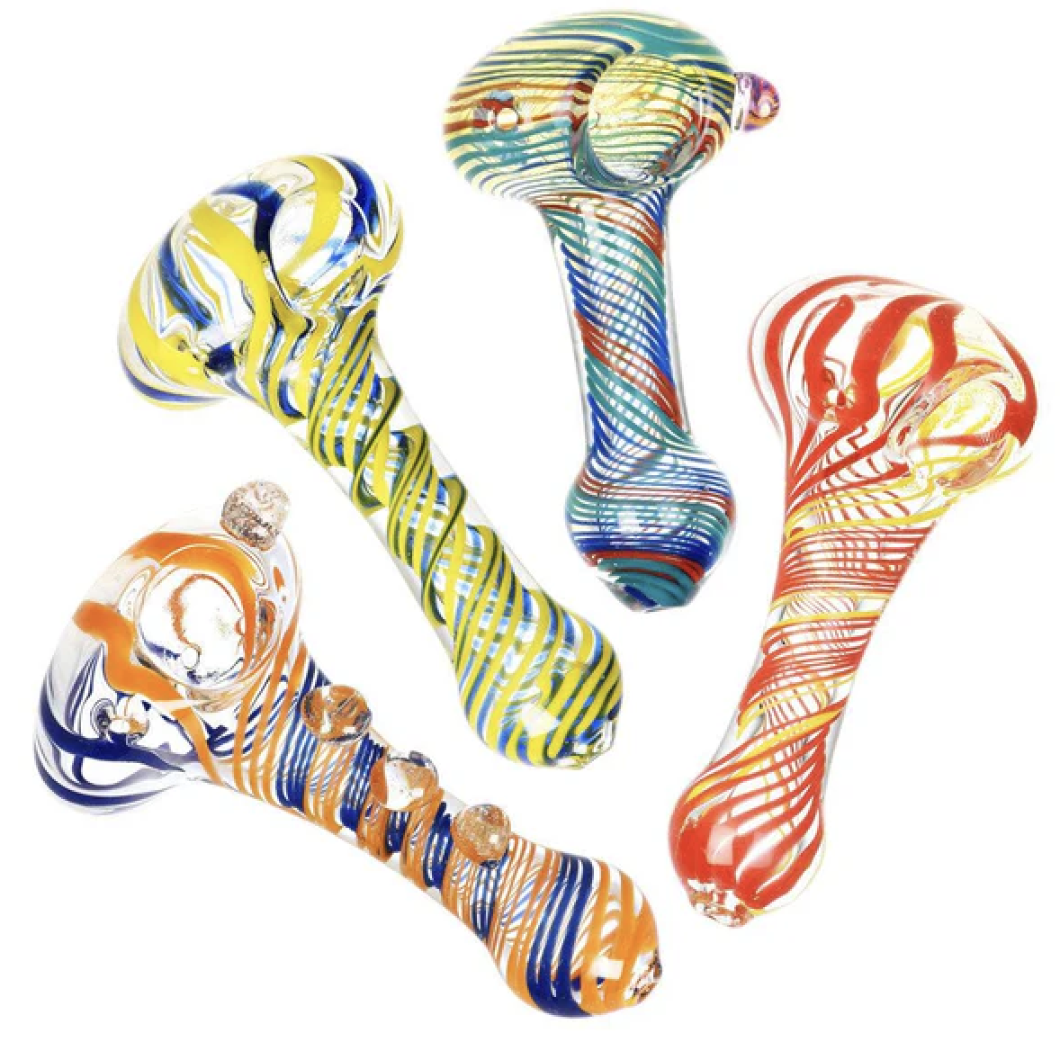 Sada Color Striped Clear Glass hand Pipe 2.75" Colors Vary product photo