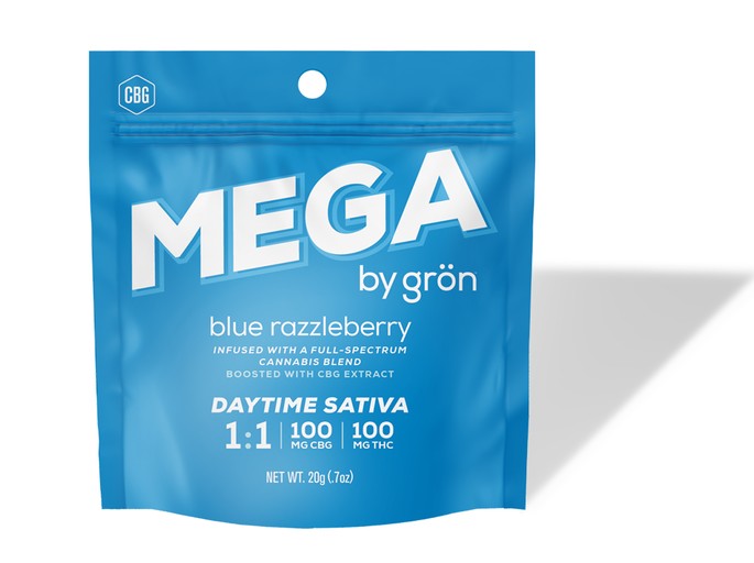 Grön Blue Razzleberry 1:1 CBG:THC MEGA PEARLS