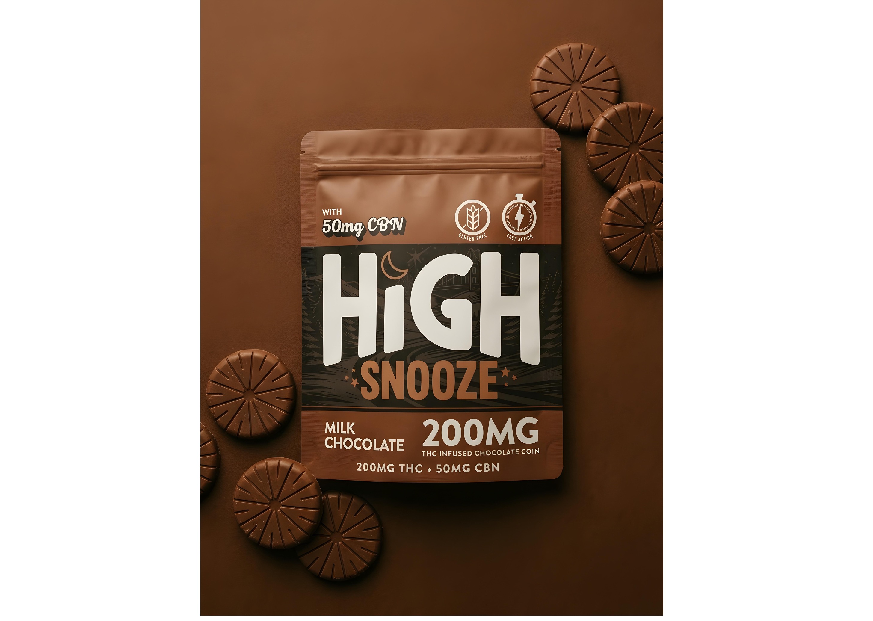 High Snooze - Chocolate Coin - 200mg - 4:1 THC/CBN - Rest - Milk Chocolate
