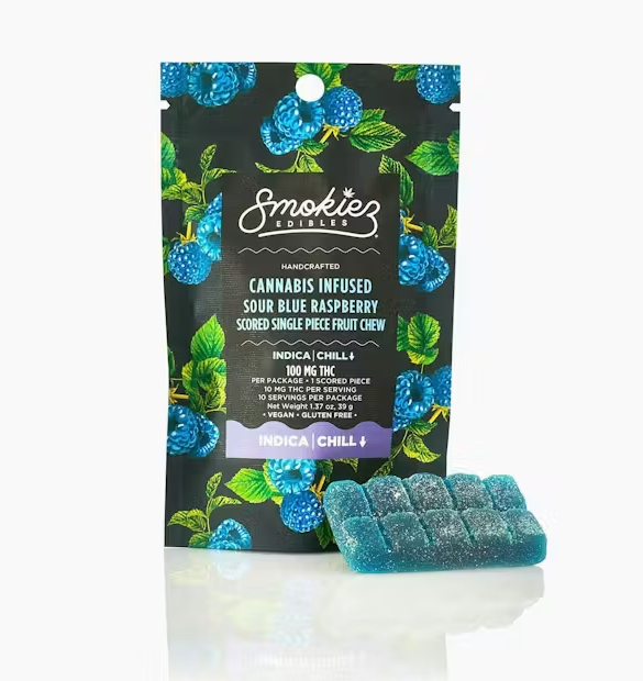 Smokiez | Sour Blue Raspberry Scored Single Gummy | 100mg