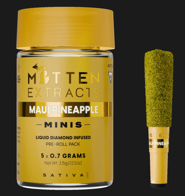 Infused Mini Pre-Roll  | Maui Pineapple | 5 x .7g | Mitten Extracts