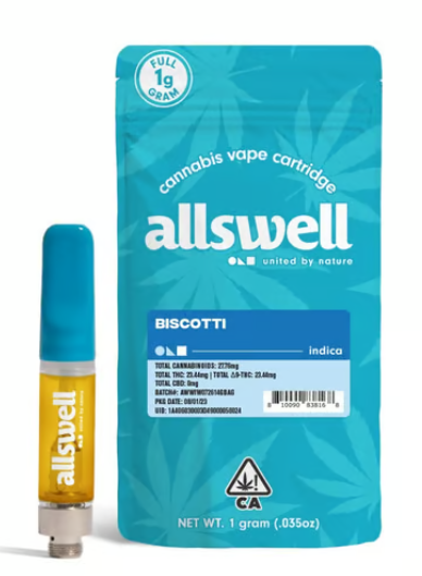 Allswell Biscotti Indica Vape Cart