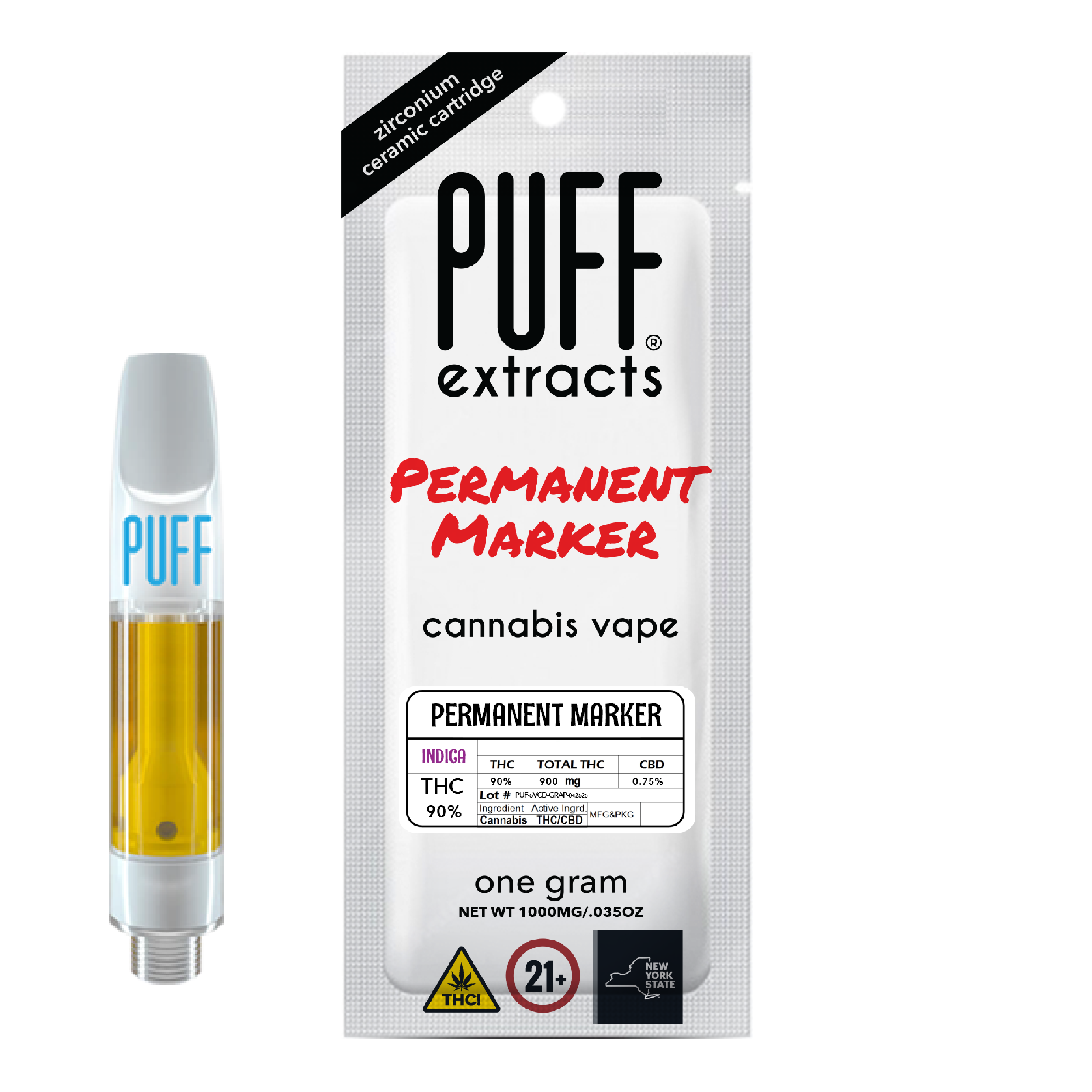 Puff | Vape | 510 | Permanent Marker | 1g | Indica | THC 97%